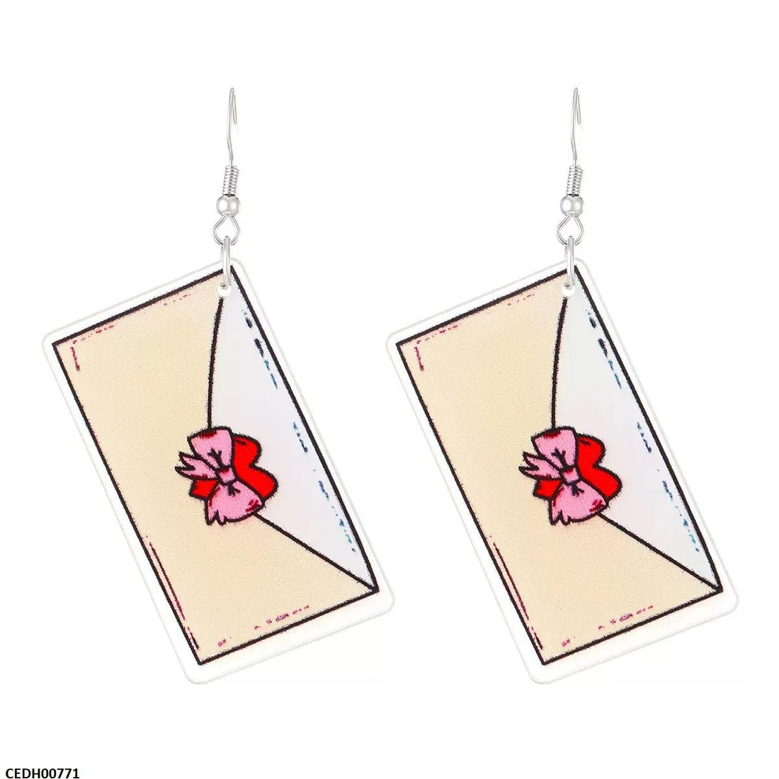 CEDH00771 QWN Printed Rectangle Drop Earrings - CEDH