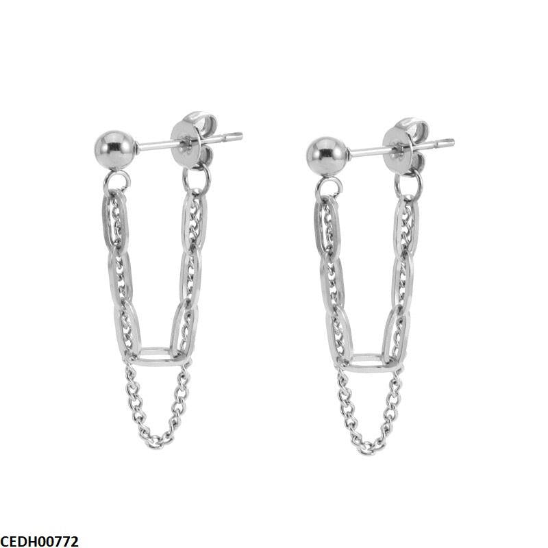 CEDH00772 QWN Link Chain Drop Earrings - CEDH