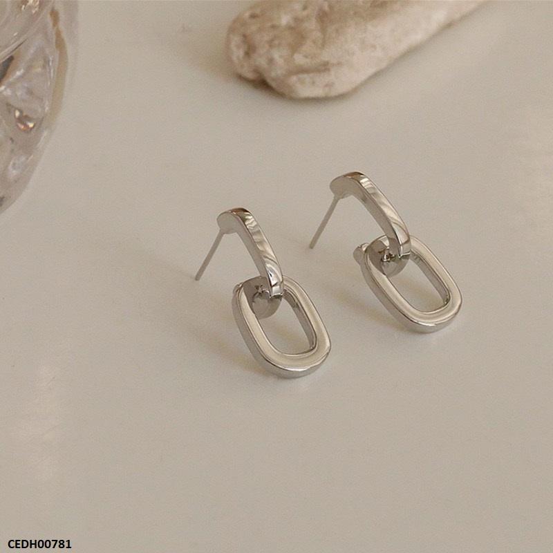 CEDH00781 ZCD Stainless Steel Link Chain Drop Earrings Pair - CEDH