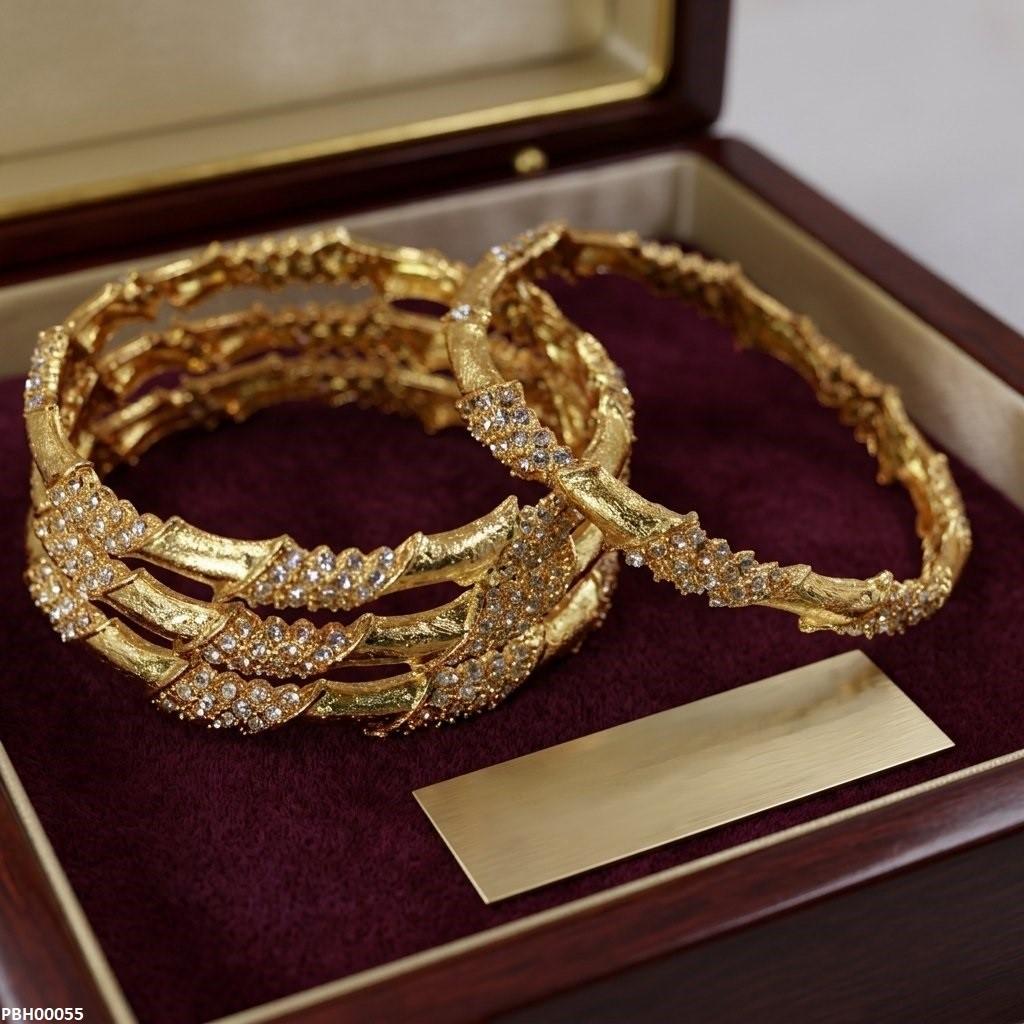 PBH00055 MZM Cross Stone Bangles 4 Pcs Set - PBRH