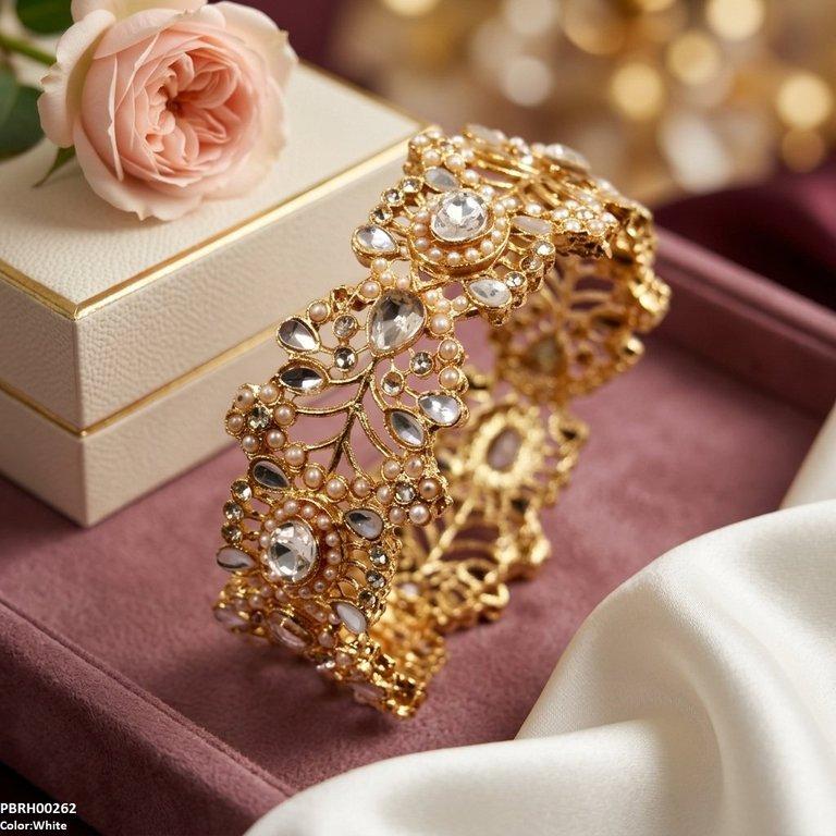 PBRH00262 MZM Oval/Tear Flower Adjustable Bangle - PBRH