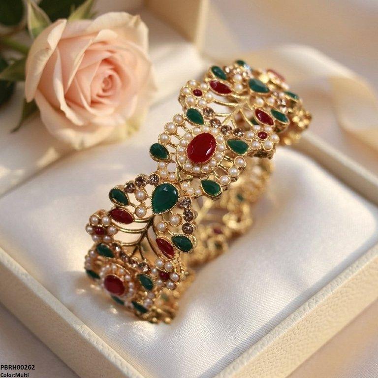 PBRH00262 MZM Oval/Tear Flower Adjustable Bangle - PBRH