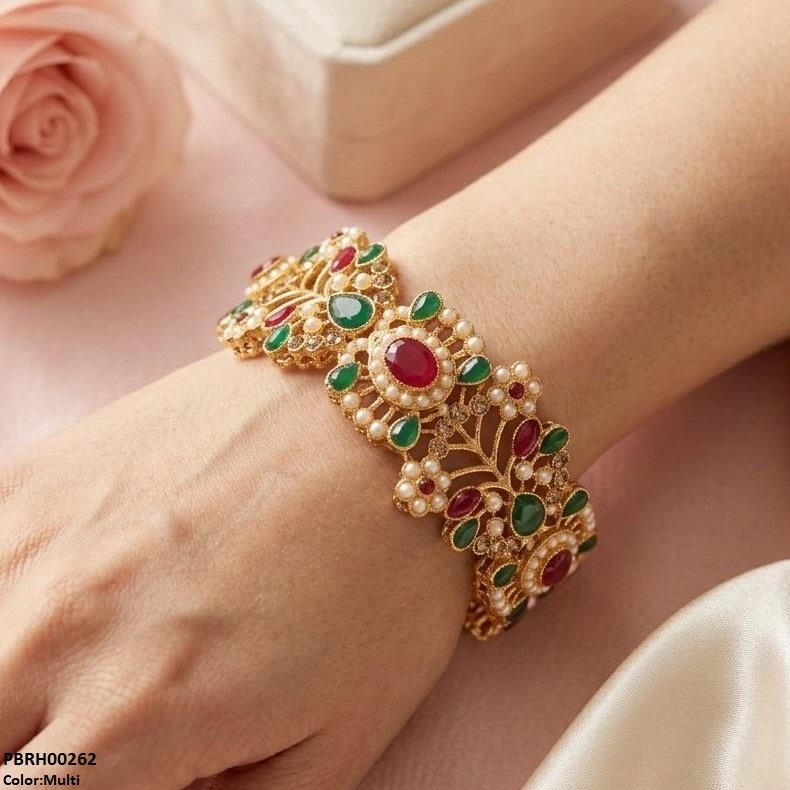 PBRH00262 MZM Oval/Tear Flower Adjustable Bangle - PBRH