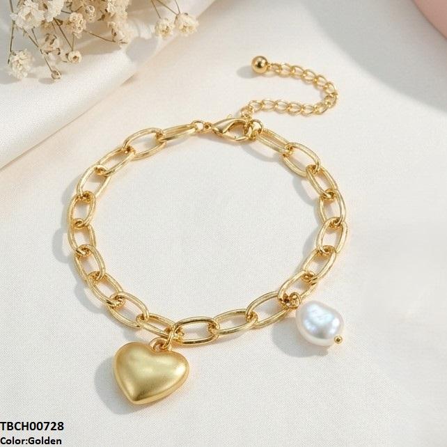 TBCH00728 QWN Pearl/Haert Stainless Steel Bracelet Adjustable - TBCH