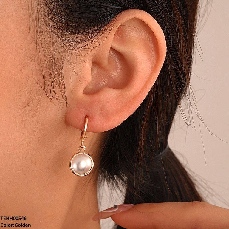 TEHH00546 QWN Round Pearl Hoops Pair -TEHH