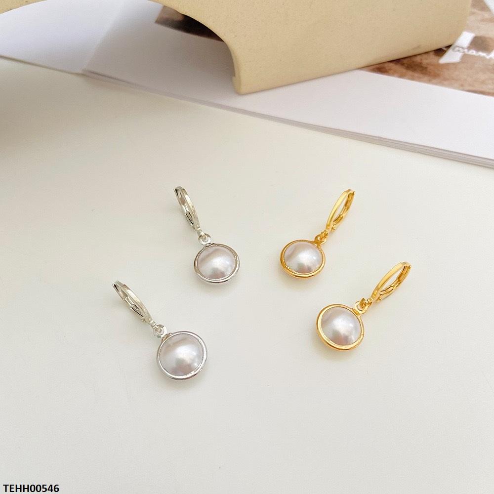 TEHH00546 QWN Round Pearl Hoops Pair -TEHH