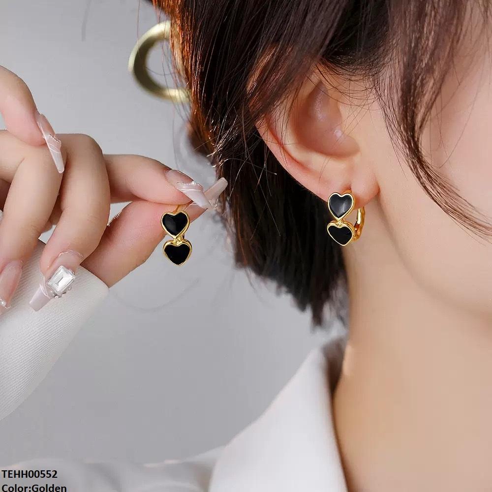 TEHH00552 QWN Round Heart Hoops Pair - TEHH
