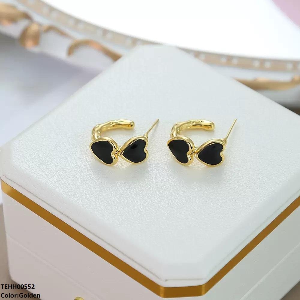 TEHH00552 QWN Round Heart Hoops Pair - TEHH