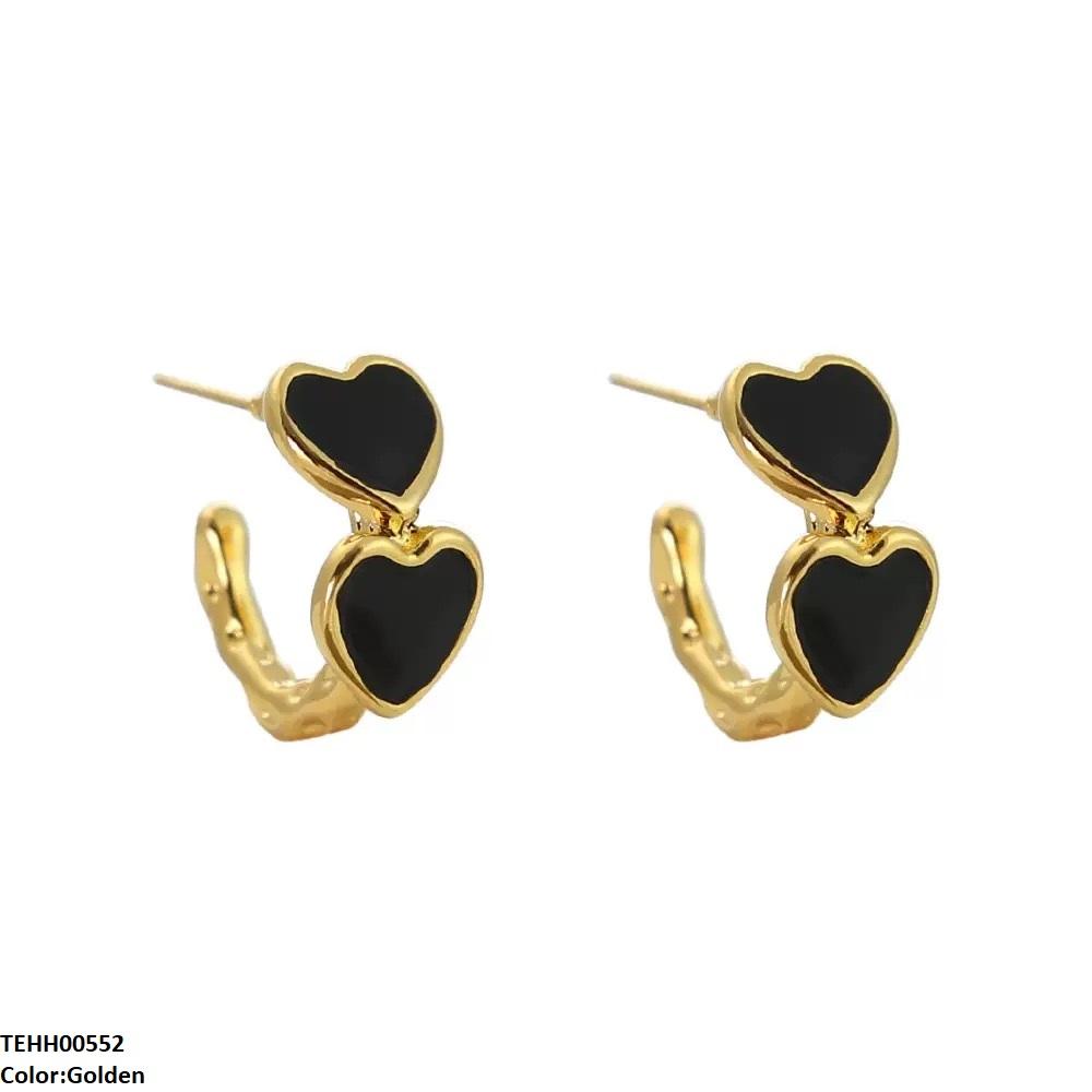 TEHH00552 QWN Round Heart Hoops Pair - TEHH