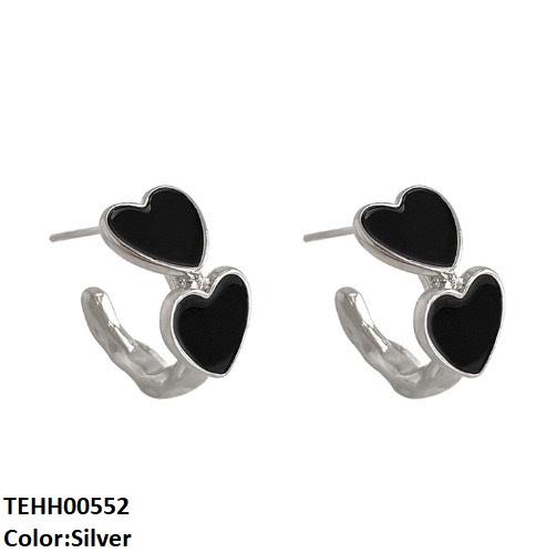 TEHH00552 QWN Round Heart Hoops Pair - TEHH