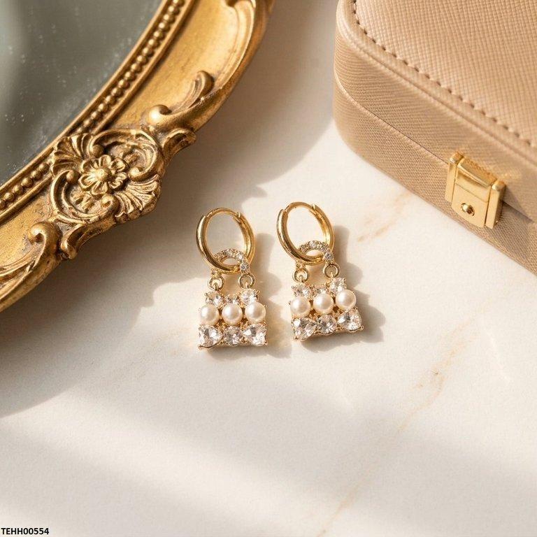 TEHH00554 ZCD Lock Pearl Hoops Pair - TEHH