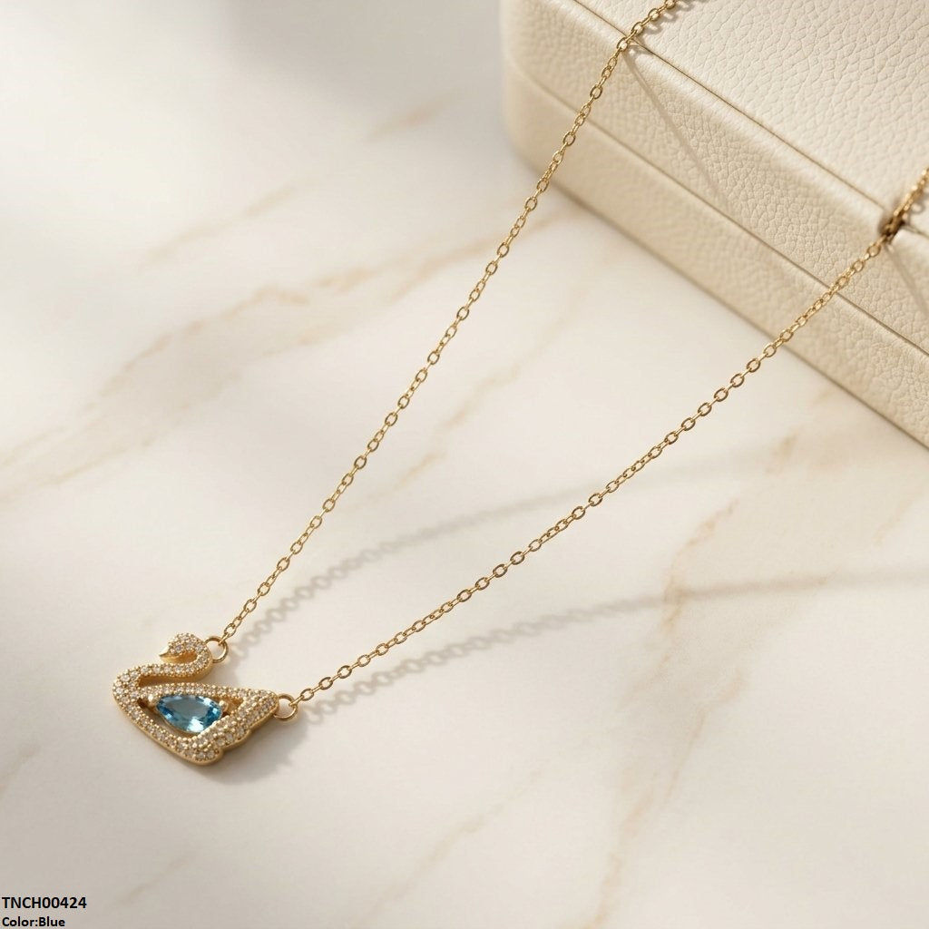 TNCH00424 TNR Stainless Steel Zircon Duck Necklace - TNCH
