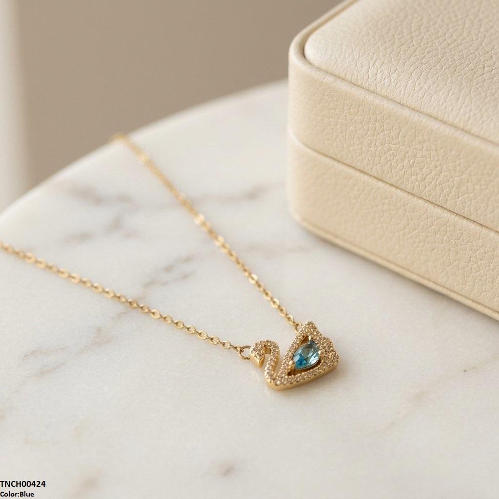 TNCH00424 TNR Stainless Steel Zircon Duck Necklace - TNCH