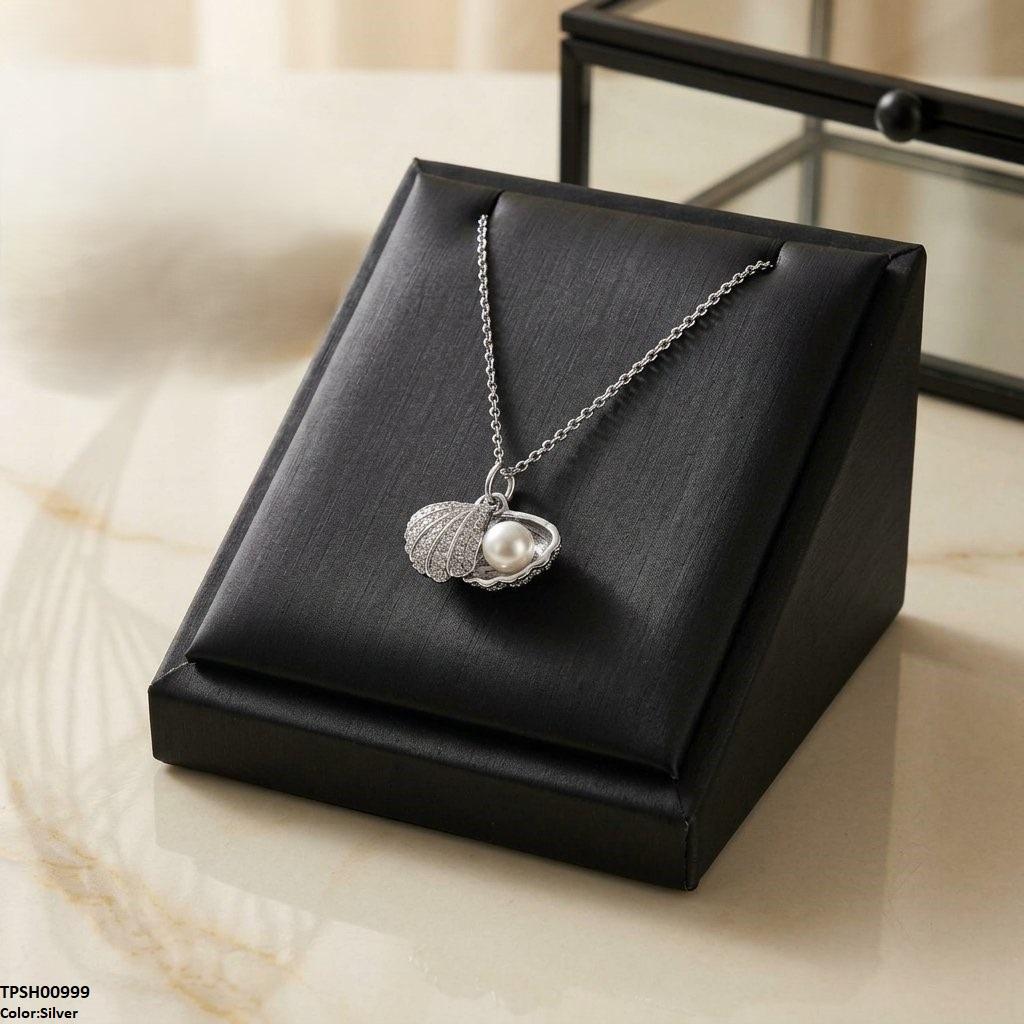 TPSH00999 TNR Stainless Steel Zircon Shell Pendant - TPSH