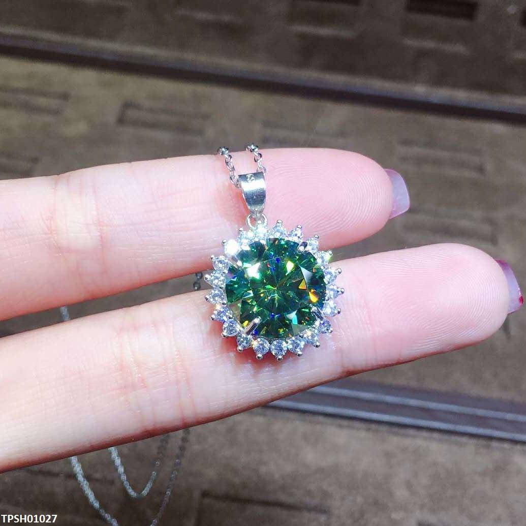 TPSH01027 KRL Round Green Stone ZIRCON Pendant - TPSH