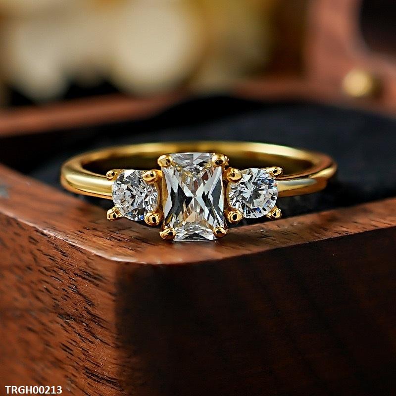 TRGH00213 KRL Rectangle ZIRCON Stone Ring Adjustable -TRGH
