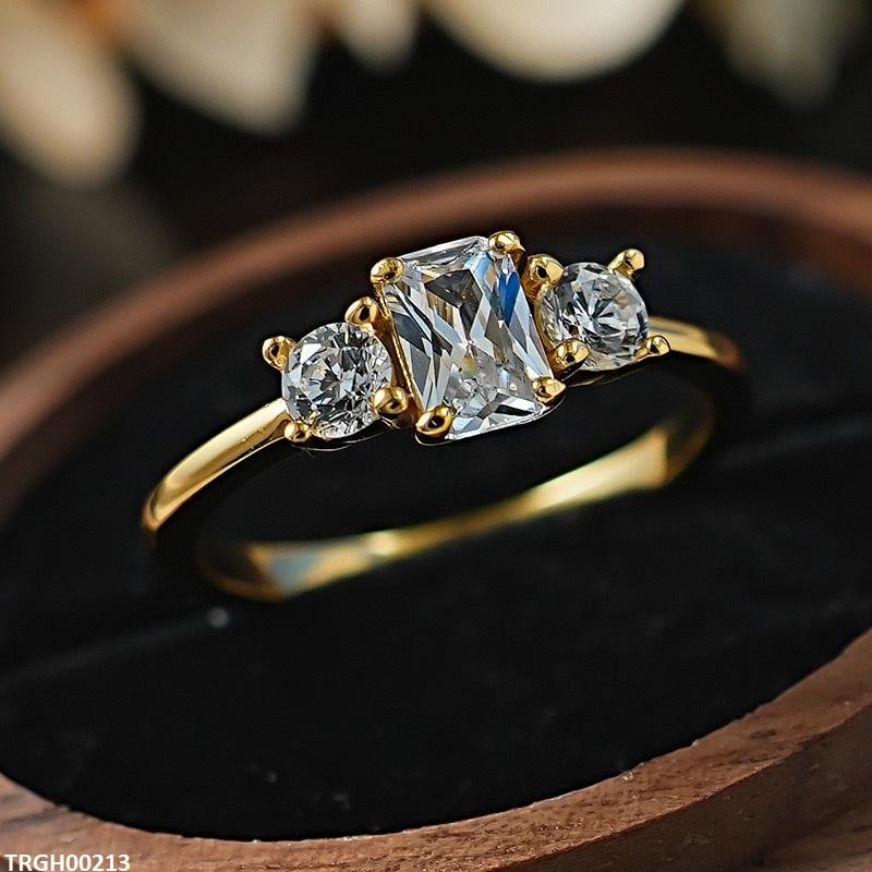TRGH00213 KRL Rectangle ZIRCON Stone Ring Adjustable -TRGH