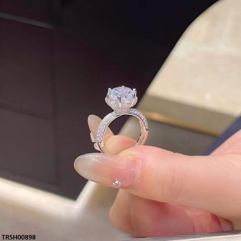 TRSH00898 KRL Round ZIRCON Stone Ring Adjustable -TRSH