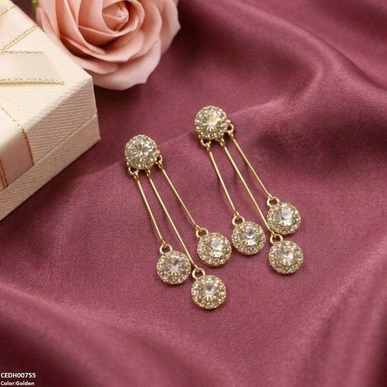 CEDH00755 ZHL Three Round Layeard Drop Earrings - CEDH