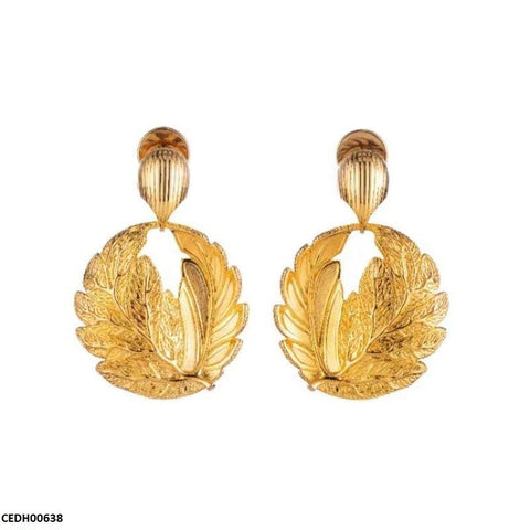 CEDH00638 ZHL Round Leaf Drop Earrings - CETH