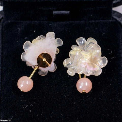 CEDH00720 YHC Rose Flower Round Drop Earrings - CEDH