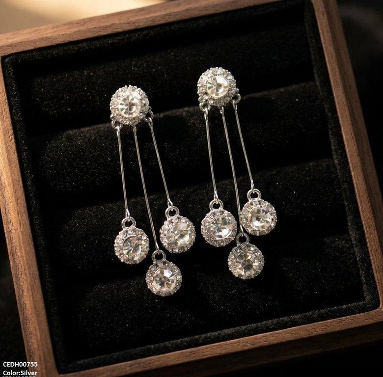 CEDH00755 ZHL Three Round Layeard Drop Earrings - CEDH