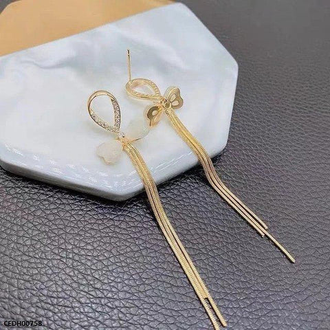 CEDH00758 ZHL Bow Layered Drop Earrings - CEDH