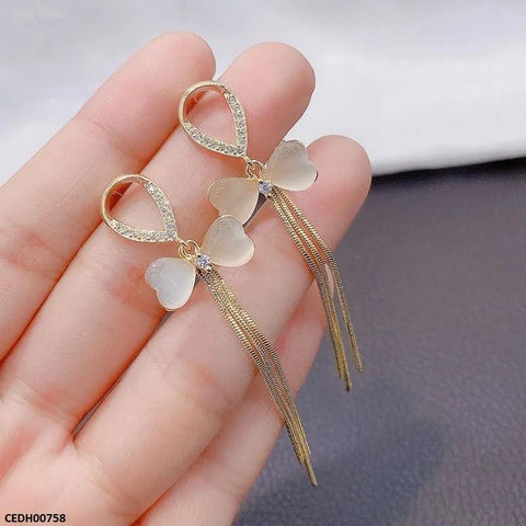 CEDH00758 ZHL Bow Layered Drop Earrings - CEDH