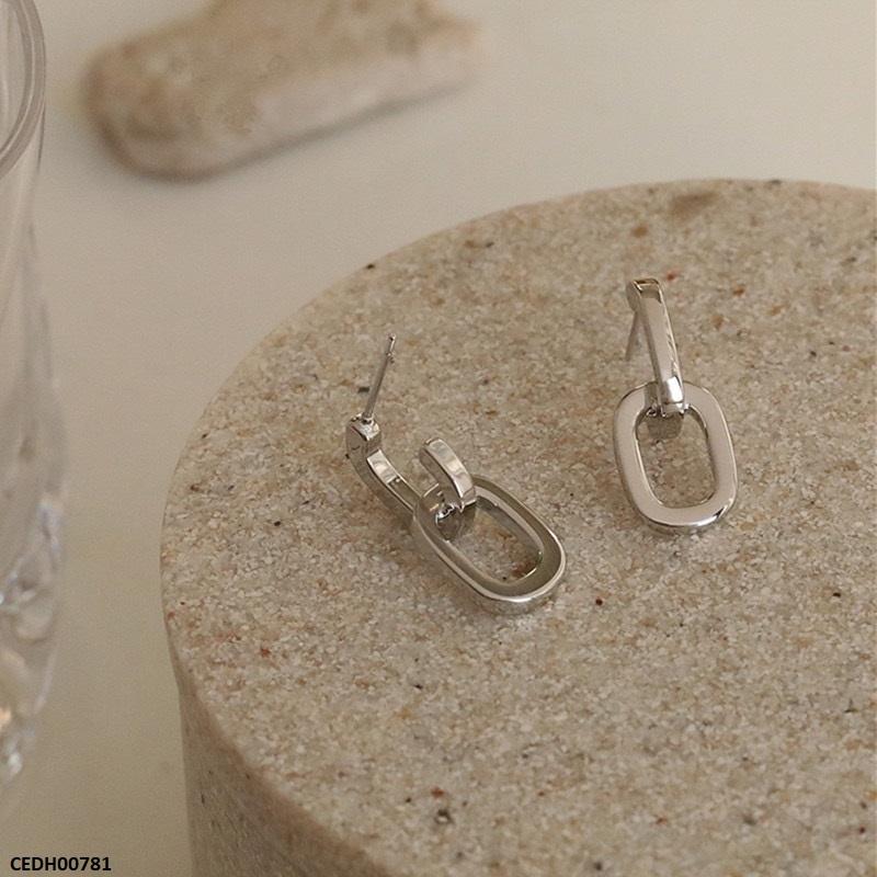 CEDH00781 ZCD Stainless Steel Link Chain Drop Earrings Pair - CEDH