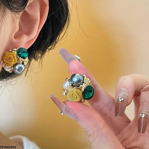 CETH01042 LSH Round/Oval Pearl Flower Tops Pair - CETH