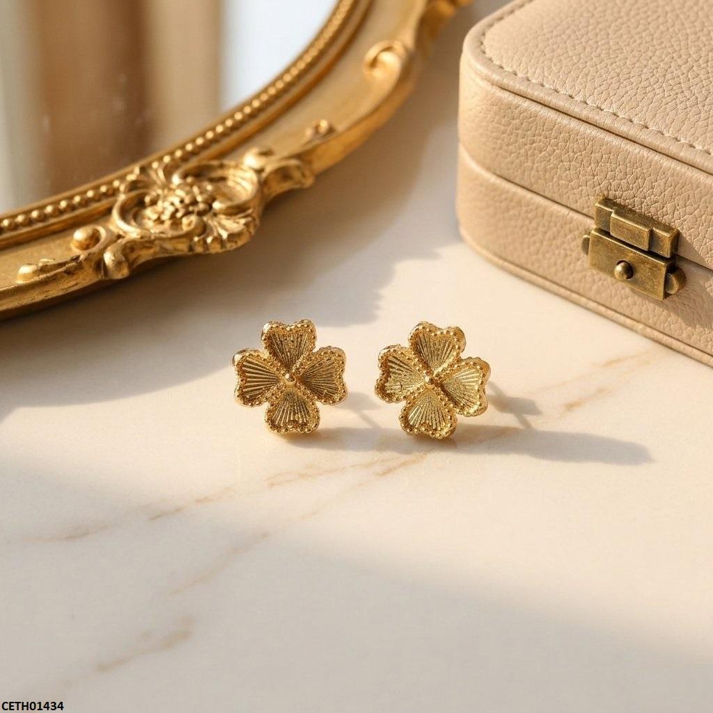 CETH01434 ZCD Stainless Steel Heart Flower Tops Pair - CETH