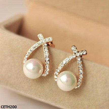CETH200 SDQ Cross Pearl Stud Tops Pair - CETH