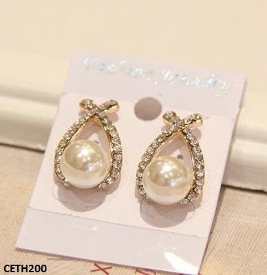 CETH200 SDQ Cross Pearl Stud Tops Pair - CETH