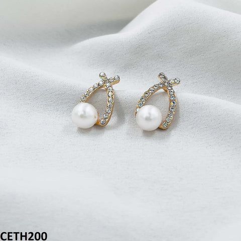 CETH200 SDQ Cross Pearl Stud Tops Pair - CETH