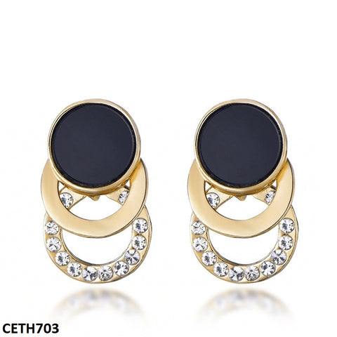 CETH703 ZLX Black Layered Circle Tops Pair - CETH