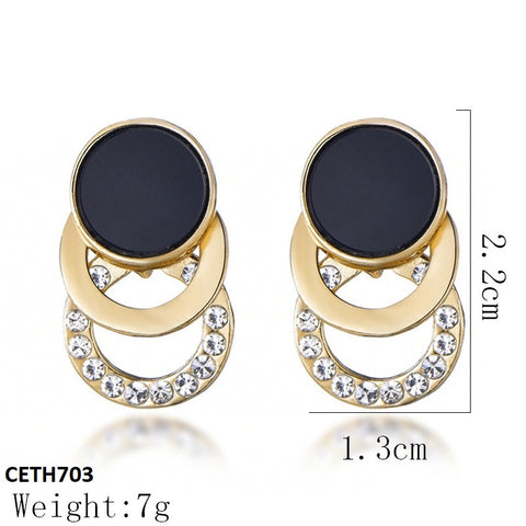 CETH703 ZLX Black Layered Circle Tops Pair - CETH