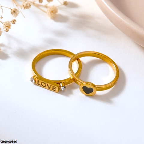 CRGH00896 MOX Stainless Steel Heart Love Couple Ring - CRGH