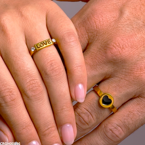 CRGH00896 MOX Stainless Steel Heart Love Couple Ring - CRGH