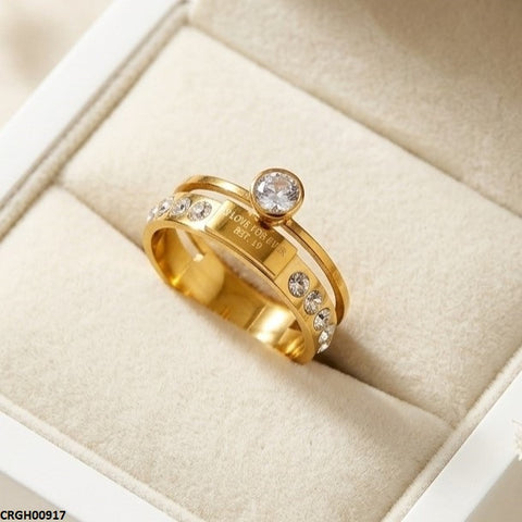 CRGH00917 MOX Stainless Steel Round Stone Ring - CRGH