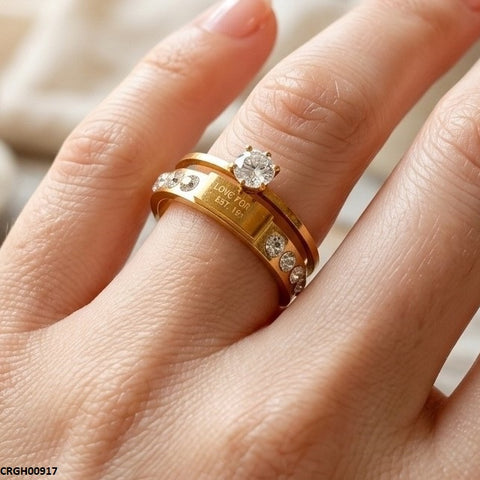CRGH00917 MOX Stainless Steel Round Stone Ring - CRGH