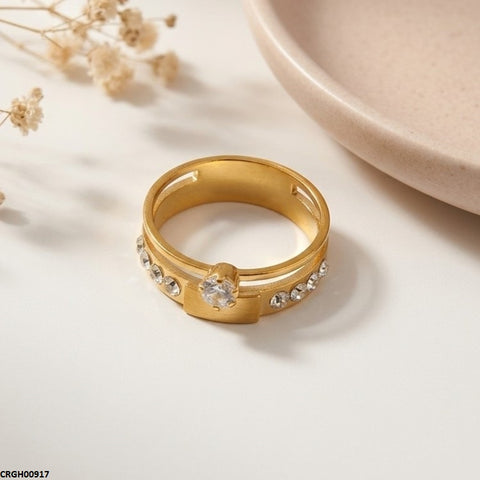 CRGH00917 MOX Stainless Steel Round Stone Ring - CRGH