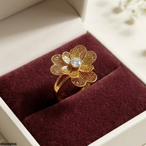 CRGH00936 MOX Stainless Steel Flower Stone Ring - CRGH