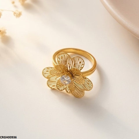 CRGH00936 MOX Stainless Steel Flower Stone Ring - CRGH