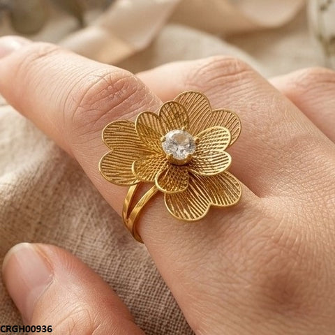 CRGH00936 MOX Stainless Steel Flower Stone Ring - CRGH