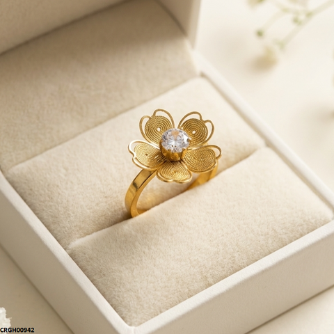 CRGH00942 MOX Stainless Steel Flower Heart Ring - CRGH