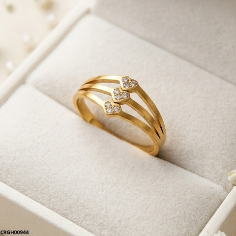 CRGH00944 MOX Stainless Steel Heart Stone Ring - CRGH