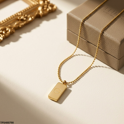 TPSH00790 MSJ Stainless Steel Gold Brick Drop Pendant - TPSH