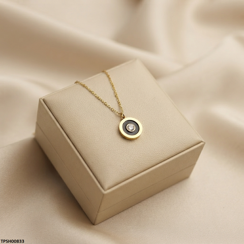 TPSH00833   QSJ Stainless Steel Round Stone Pendant - TPSH