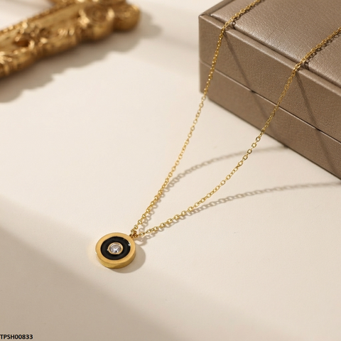 TPSH00833   QSJ Stainless Steel Round Stone Pendant - TPSH