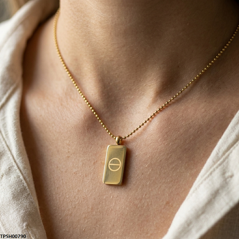 TPSH00790 MSJ Stainless Steel Gold Brick Drop Pendant - TPSH